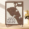 We're Following In Your Footsteps - Family Personalized Custom 2-Layered Wooden Plaque With Stand - Father's Day, Gift For Dad, Grandpa
