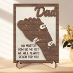 We're Following In Your Footsteps - Family Personalized Custom 2-Layered Wooden Plaque With Stand - Father's Day, Gift For Dad, Grandpa