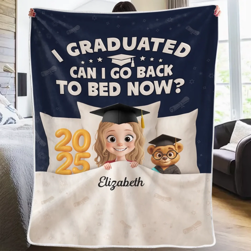 Graduation Goal Met Bedtime Reset - Family Personalized Custom 3D Inflated Effect Printed Blanket - Graduation Gift For Family Members, Siblings, Brothers, Sisters