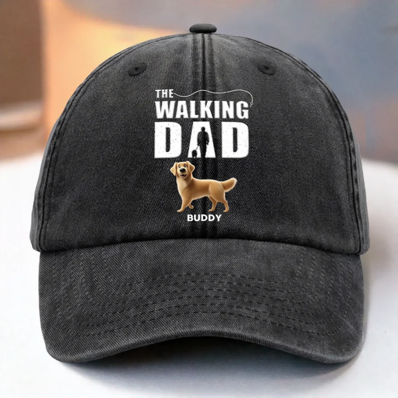 Best Dog Dad On Patrol - Dog Personalized Custom Vintage Washed Denim Baseball Cap - Father's Day,  Gift For Dad, Pet Owners, Pet Lovers