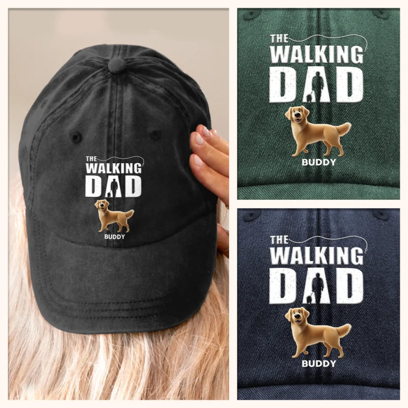 Best Dog Dad On Patrol - Dog Personalized Custom Vintage Washed Denim Baseball Cap - Father's Day,  Gift For Dad, Pet Owners, Pet Lovers
