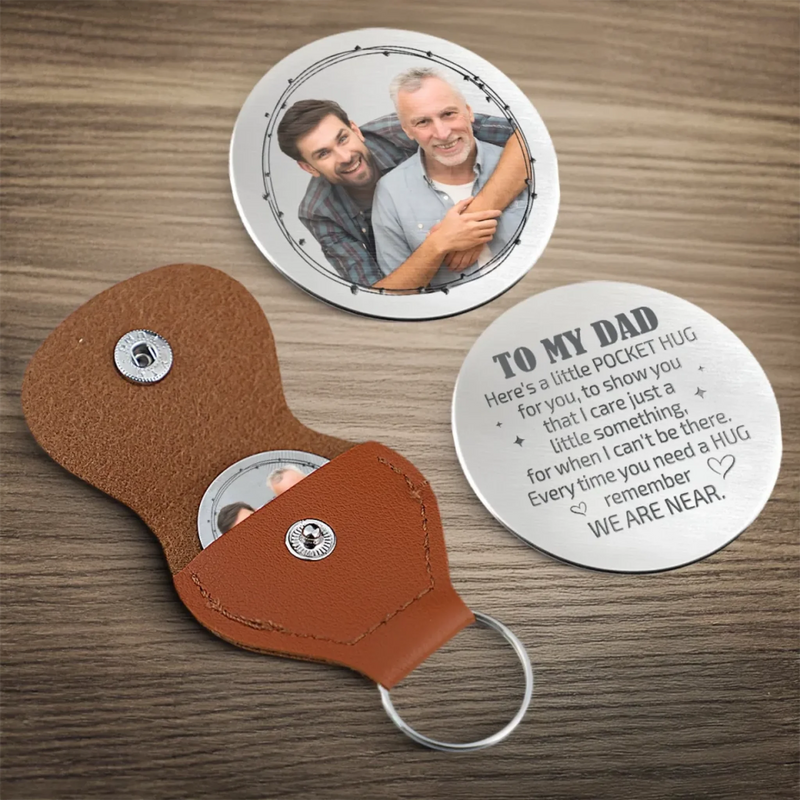 Custom Photo A Piece Of My Heart, Always By Your Side - Family Personalized Custom Pocket Hug - Father's Day, Gift For Dad, Grandpa, Son, Daughter, Grandson, Granddaughter