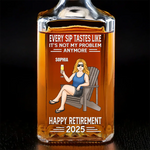 Off The Clock, On The Beach - Personalized Custom Glass Whiskey Bottle - Appreciation, Retirement Gift For Men, Husband, Dad