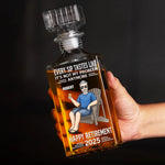 Off The Clock, On The Beach - Personalized Custom Glass Whiskey Bottle - Appreciation, Retirement Gift For Men, Husband, Dad