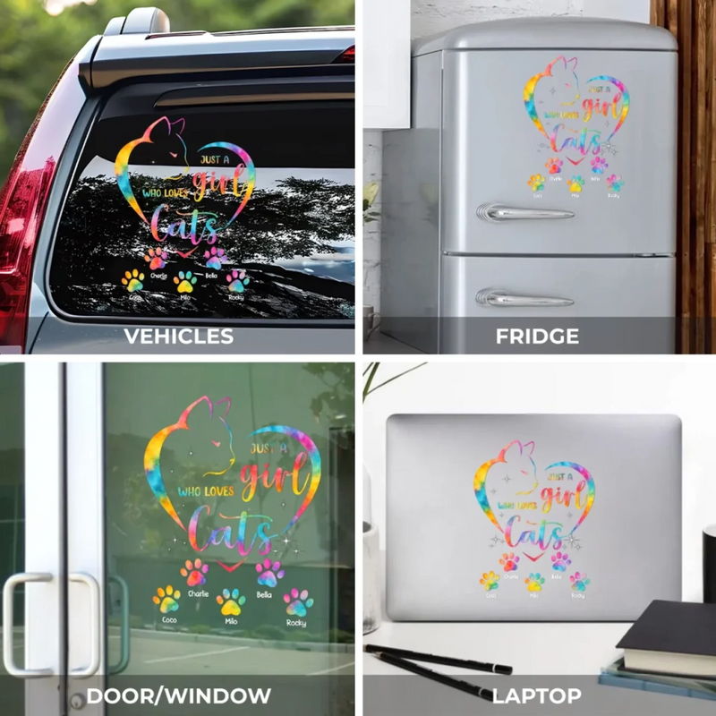 Just A Girl Who Loves Cats - Cat Personalized Custom Decal - Gift For Pet Owners, Pet Lovers