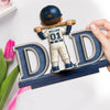 Pitch Perfect Dad - Family Personalized Custom Shaped 2-Layered Wooden Plaque With Flat Stand - Father's Day, House Warming Gift For Dad, Sport Lovers, Sport Players