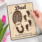 Your Footsteps Shaped Our Journey - Family Personalized Custom Shaped 2-Layered Wooden Plaque With Flat Stand - Father's Day, House Warming Gift For Dad, Grandpa
