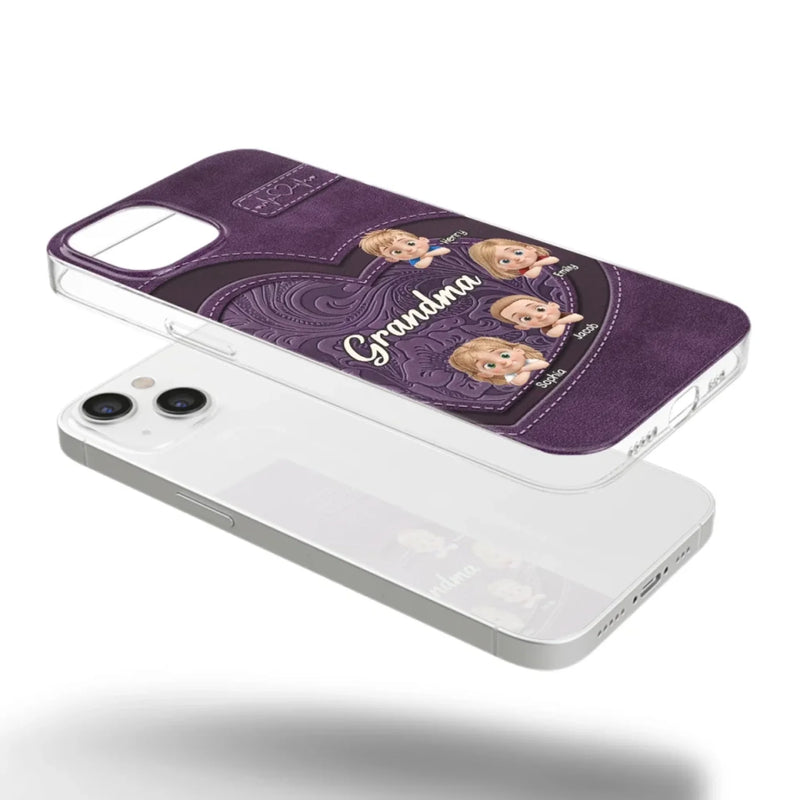 Always In Your Hug, Grandma - Family Personalized Custom Clear Phone Case - Mother's Day, Gift For Mom, Grandma