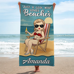 Just A Girl Who Needs Vitamin Sea - Bestie Personalized Custom Beach Towel - Summer Vacation Gift, Birthday Pool Party Gift For Best Friends, Sisters, BFF