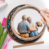 I Love You To The Moon & Back - Couple Personalized Custom Shaped 2-Layered Wooden Plaque With Flat Stand - House Warming Gift For Husband Wife, Anniversary