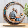 I Love You To The Moon & Back - Couple Personalized Custom Shaped 2-Layered Wooden Plaque With Flat Stand - House Warming Gift For Husband Wife, Anniversary