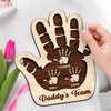 Side By Side, Hand In Hand - Family Personalized Custom Shaped 2-Layered Wooden Plaque With Flat Stand - Father's Day, House Warming Gift For Dad, Grandpa
