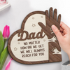 From Tiny Hands To Grown Hearts, We’ll Always Reach For You - Family Personalized Custom 2-Layered Wooden Plaque With Stand - Father's Day, Gift For Dad, Grandpa