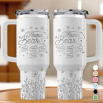 Guided By Love, Protected By Mama Bear - Family Personalized Custom Engraved 40oz Tumbler With Handle - Mother's Day, Gift For Mom, Grandma