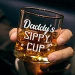 Custom Name Funny Daddy Sippy Cup Gifts - Personalized Bottom & Side Engraved Whiskey Glass