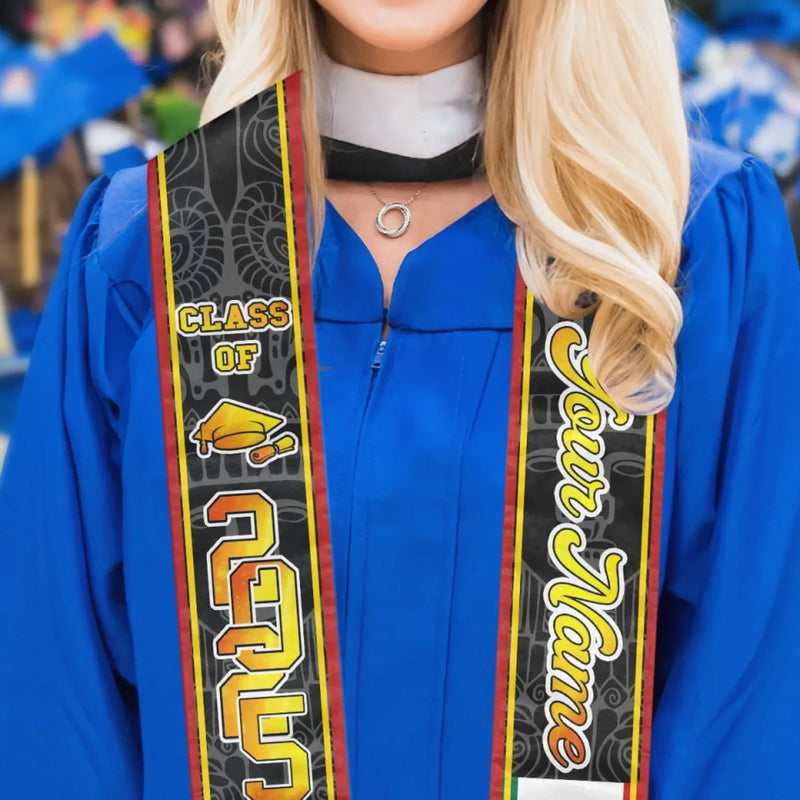 Graduation With Heart And Heritage - Family Personalized Custom Triangle Graduation Stole - Graduation Gift For Family Members, Siblings, Brothers, Sisters