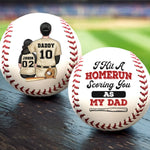 We Hit A Homerun Scoring You As Our Dad - Family Personalized Custom Leather Baseball - Father's Day, Gift For Dad, Kids, Sports Fans