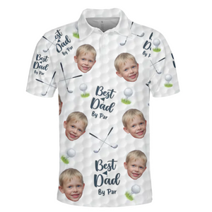 Custom Photo Best Dad By Par - Family Personalized Custom All Over Print Polo Shirt - Father's Day, Gift For Dad, Sport Lovers, Sport Players