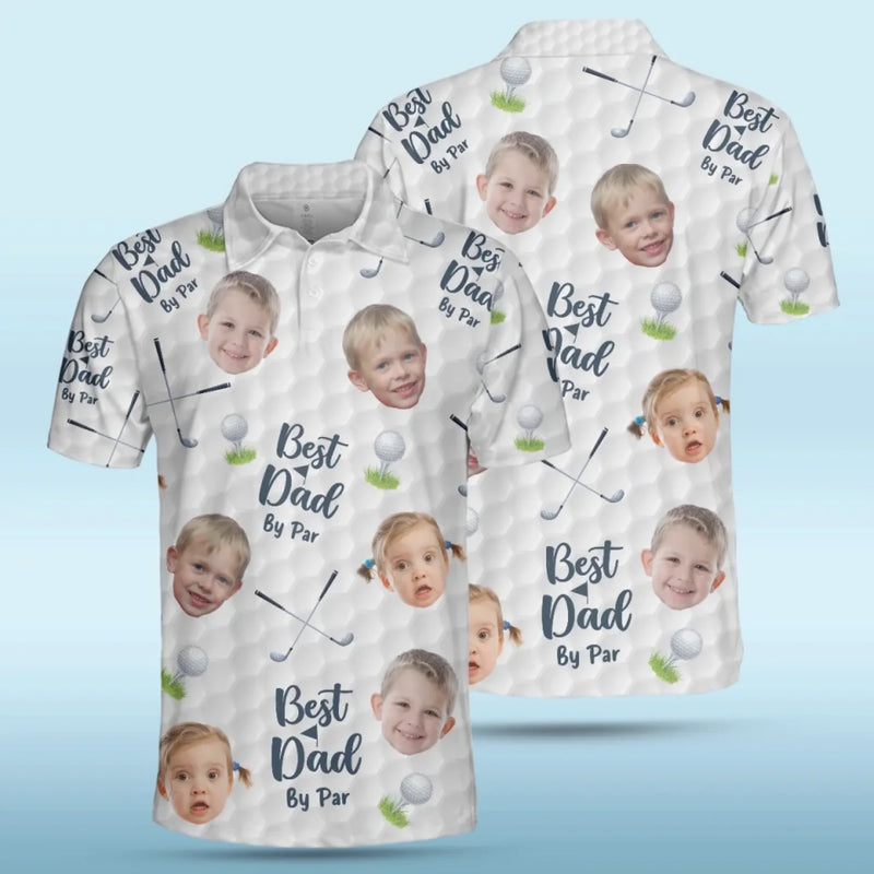 Custom Photo Best Dad By Par - Family Personalized Custom All Over Print Polo Shirt - Father's Day, Gift For Dad, Sport Lovers, Sport Players
