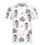 Custom Photo Greatest Dad On The Green - Family Personalized Custom All Over Print Polo Shirt - Father's Day, Gift For Dad, Kids, Golfers