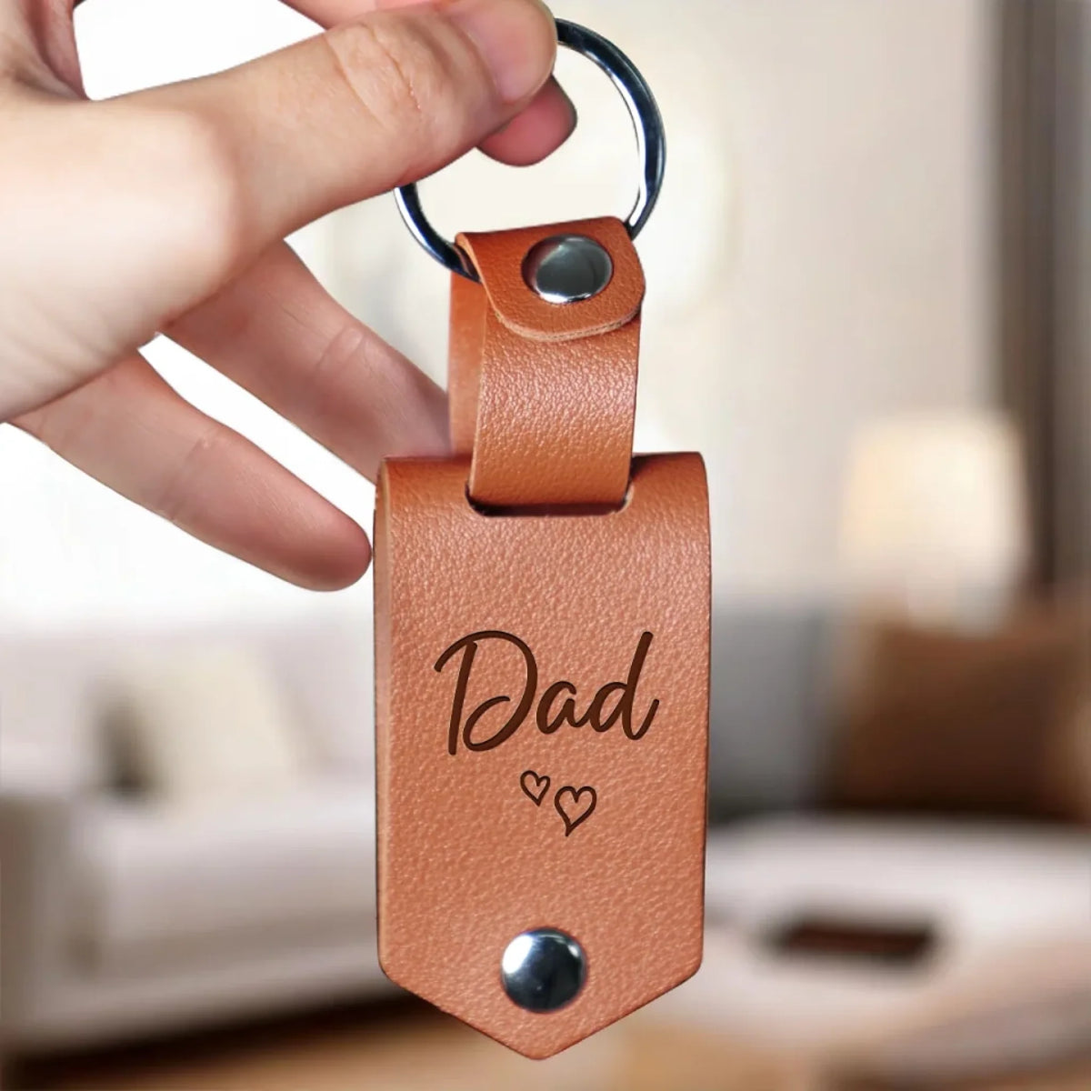 thumbnail interactive-video image 1 of Custom Photo I Need To Say, I Love You - Family Personalized Custom Engraved Leather Keychain - Father's Day, Funny Gift For Dad, Grandpa - Pawfect 1 of 9