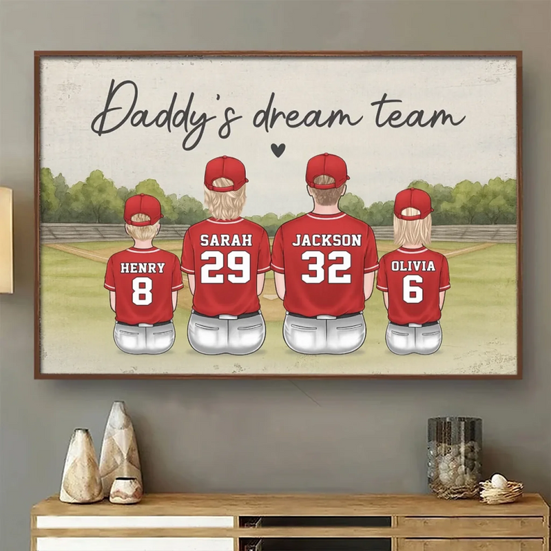 Daddy's Dream Team - Family Personalized Custom Horizontal Poster - Father's Day, Gift For Dad, Sport Lovers, Sport Players