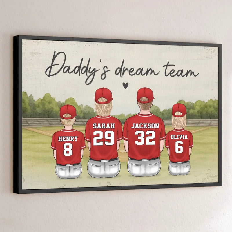Daddy's Dream Team - Family Personalized Custom Horizontal Poster - Father's Day, Gift For Dad, Sport Lovers, Sport Players