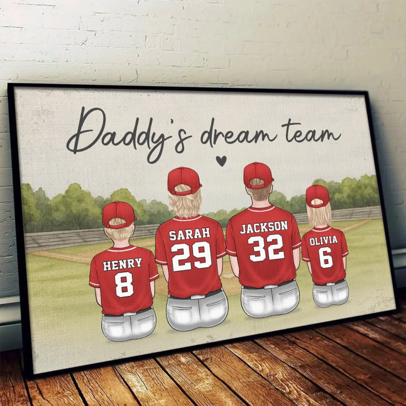 Daddy's Dream Team - Family Personalized Custom Horizontal Poster - Father's Day, Gift For Dad, Sport Lovers, Sport Players