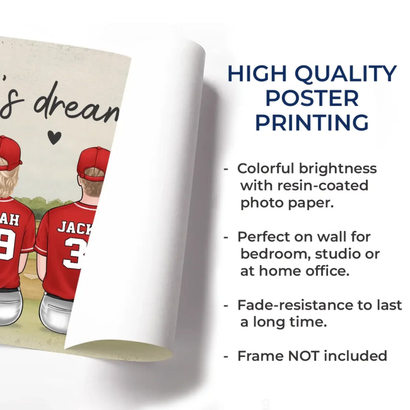 Daddy's Dream Team - Family Personalized Custom Horizontal Poster - Father's Day, Gift For Dad, Sport Lovers, Sport Players