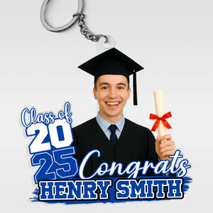 Custom Photo One Chapter Ends, Another Begins - Family Personalized Custom Shaped Acrylic Keychain - Graduation Gift For Family Members, Siblings, Brothers, Sisters