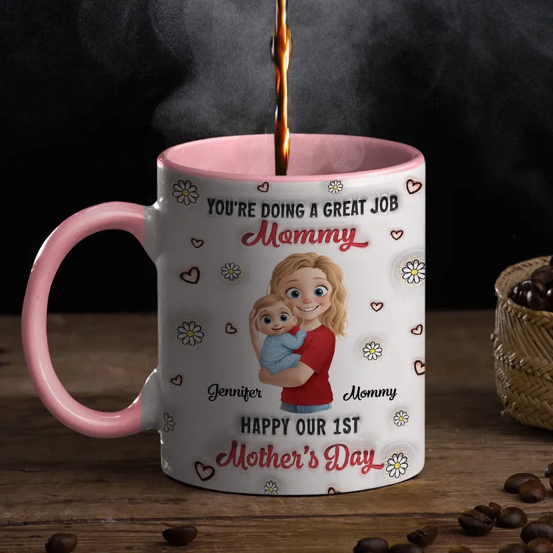 You Make Every Day Brighter - Family Personalized Custom 3D Inflated Effect Printed Accent Mug - Mother's Day, Baby Shower Gift, Gift For First Mom
