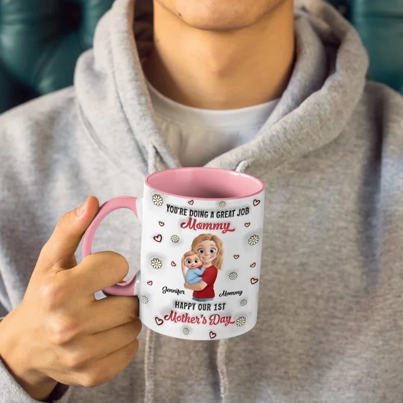 You Make Every Day Brighter - Family Personalized Custom 3D Inflated Effect Printed Accent Mug - Mother's Day, Baby Shower Gift, Gift For First Mom