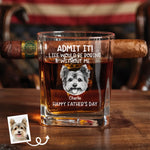 Custom Photo Life’s Ruff Without Me - Dog & Cat Personalized Custom Whiskey Glass With Cigarette Holder - Father's Day,  Gift For Dad, Pet Owners, Pet Lovers