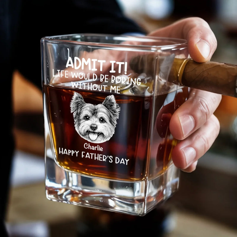 Custom Photo Life’s Ruff Without Me - Dog & Cat Personalized Custom Whiskey Glass With Cigarette Holder - Father's Day,  Gift For Dad, Pet Owners, Pet Lovers