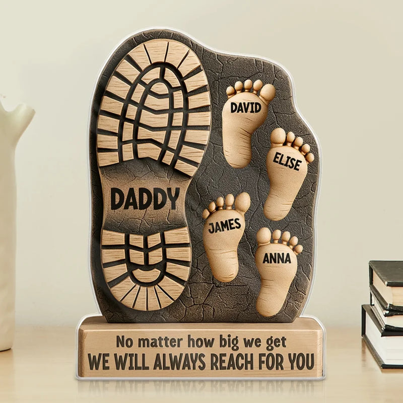 I'm Following In Your Footsteps - Family Personalized Custom Acrylic Plaque Custom Shape - Father's Day, Gift For Dad, Grandpa