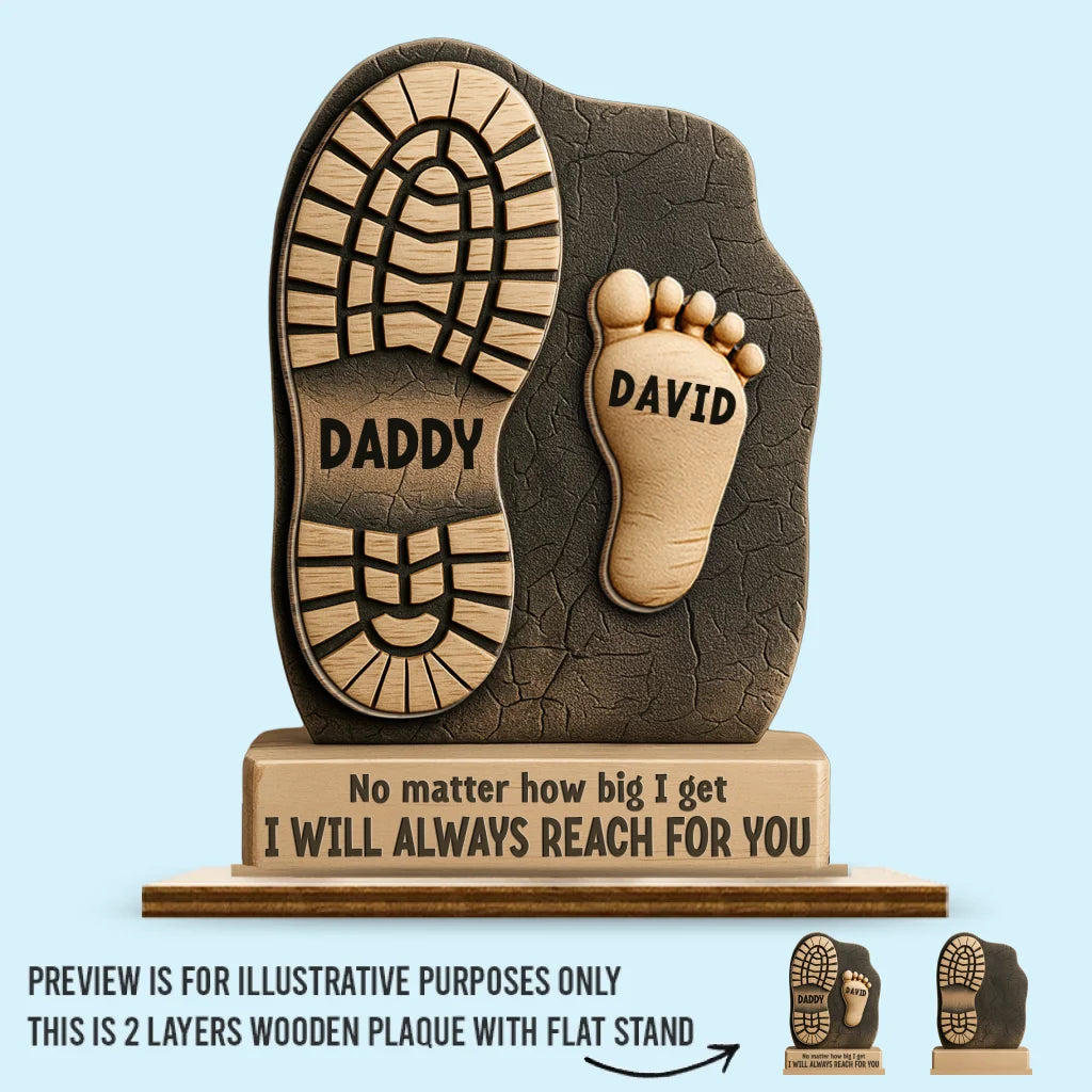Your Footsteps Led Our Way - Family Personalized Custom Shaped 2-Layered Wooden Plaque With Flat Stand - Father's Day, House Warming Gift For Dad, Grandpa