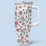 Holding Hearts Forever - Family Personalized Custom 3D Inflated Effect Printed 40 Oz Stainless Steel Tumbler With Handle - Mother's Day, Gift For Family