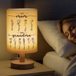 First Mom, Now Grandma - Family Personalized Custom Linen Bedside Table Lamp - Mother's Day, Gift For Mom, Grandma