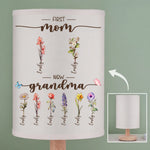 First Mom, Now Grandma - Family Personalized Custom Linen Bedside Table Lamp - Mother's Day, Gift For Mom, Grandma