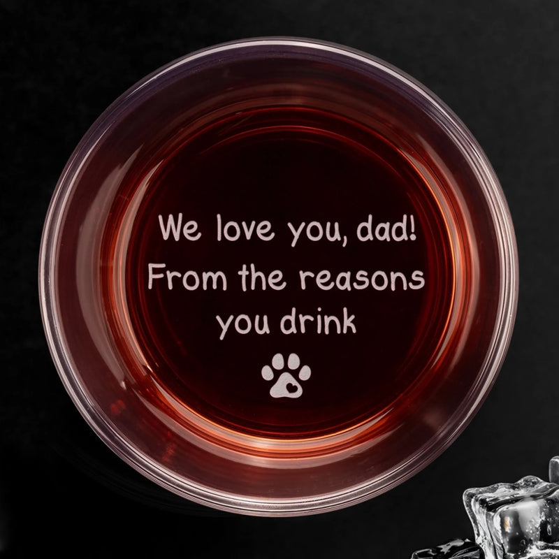 Custom Photo You're Pawsitively The Best, Dad - Dog & Cat Personalized Custom Whiskey Glass With Bottom And Side Engraving - Father's Day,  Gift For Dad, Pet Owners, Pet Lovers