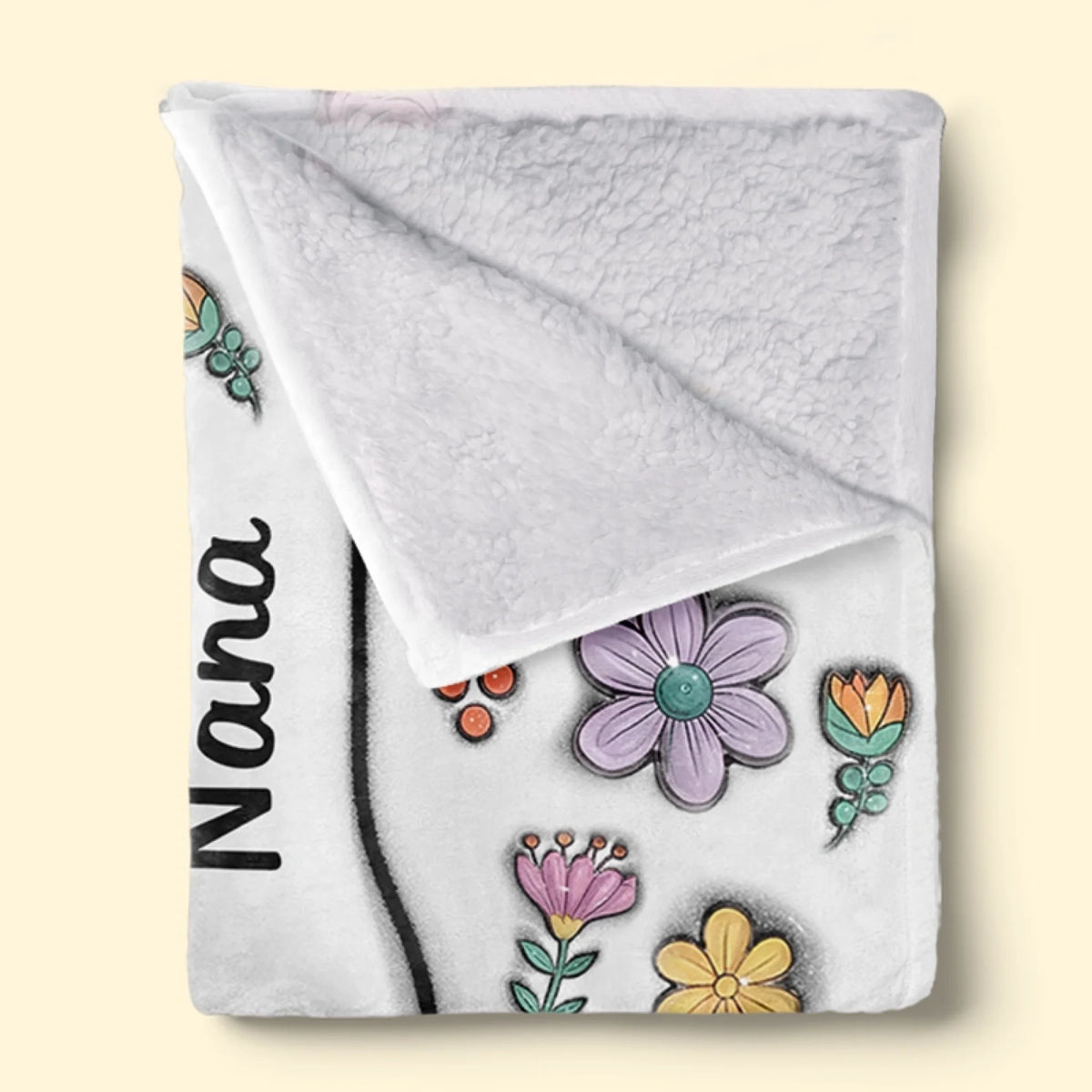 Personalized Holding Mom's Hand 3D Inflated Effect Blanket, Mother's Day Floral Blanket, Mothers Day Blanket For Mom, Gift For Mom