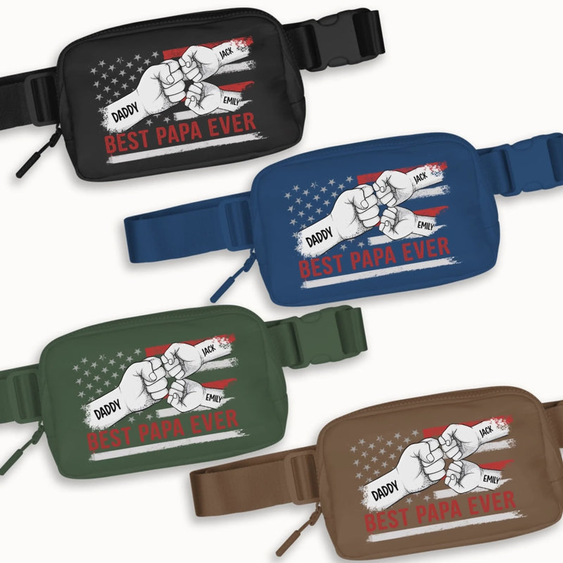 Best Dad Ever - Family Personalized Custom Crossbody & Waist Bag - Father's Day, Gift For Dad, Grandpa