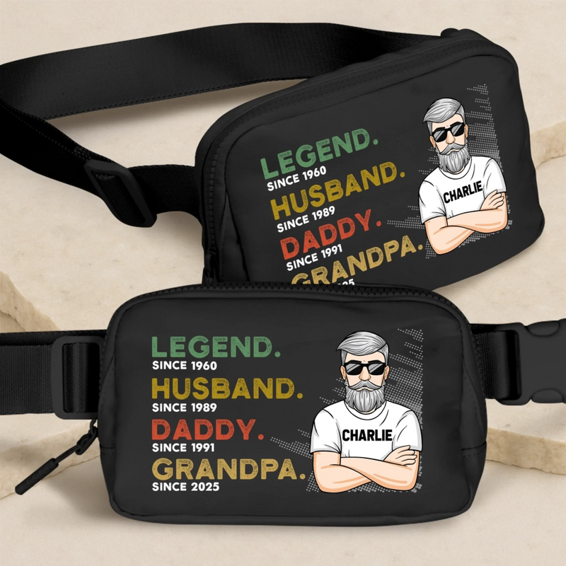 A Legacy In Motion - Family Personalized Custom Crossbody & Waist Bag - Father's Day, Gift For Dad, Grandpa