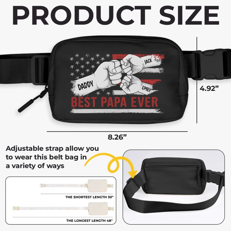 Best Dad Ever - Family Personalized Custom Crossbody & Waist Bag - Father's Day, Gift For Dad, Grandpa