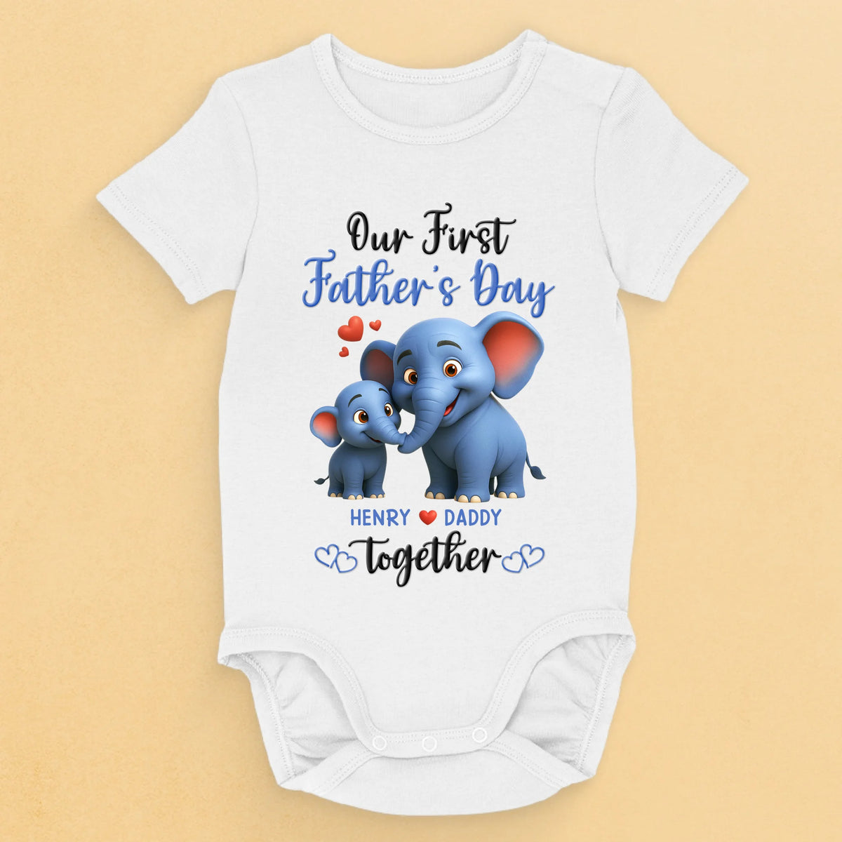 Forever Your Little Elephant - Family Personalized Custom Baby Onesie, Bodysuit, Romper - Father's Day, Baby Shower, Gender Reveal Gift, Gift for, image size:1200x1200