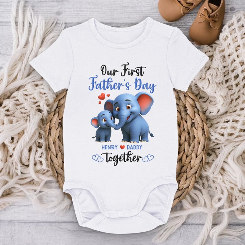 Forever Your Little Elephant - Family Personalized Custom Baby Onesie - Father's Day, Baby Shower Gift, Gift For First Dad, Baby Kids, Newborn