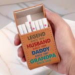 Legendary Since Day One - Family Personalized Custom Leather Cigarette Case - Father's Day, Gift For Dad, Grandpa