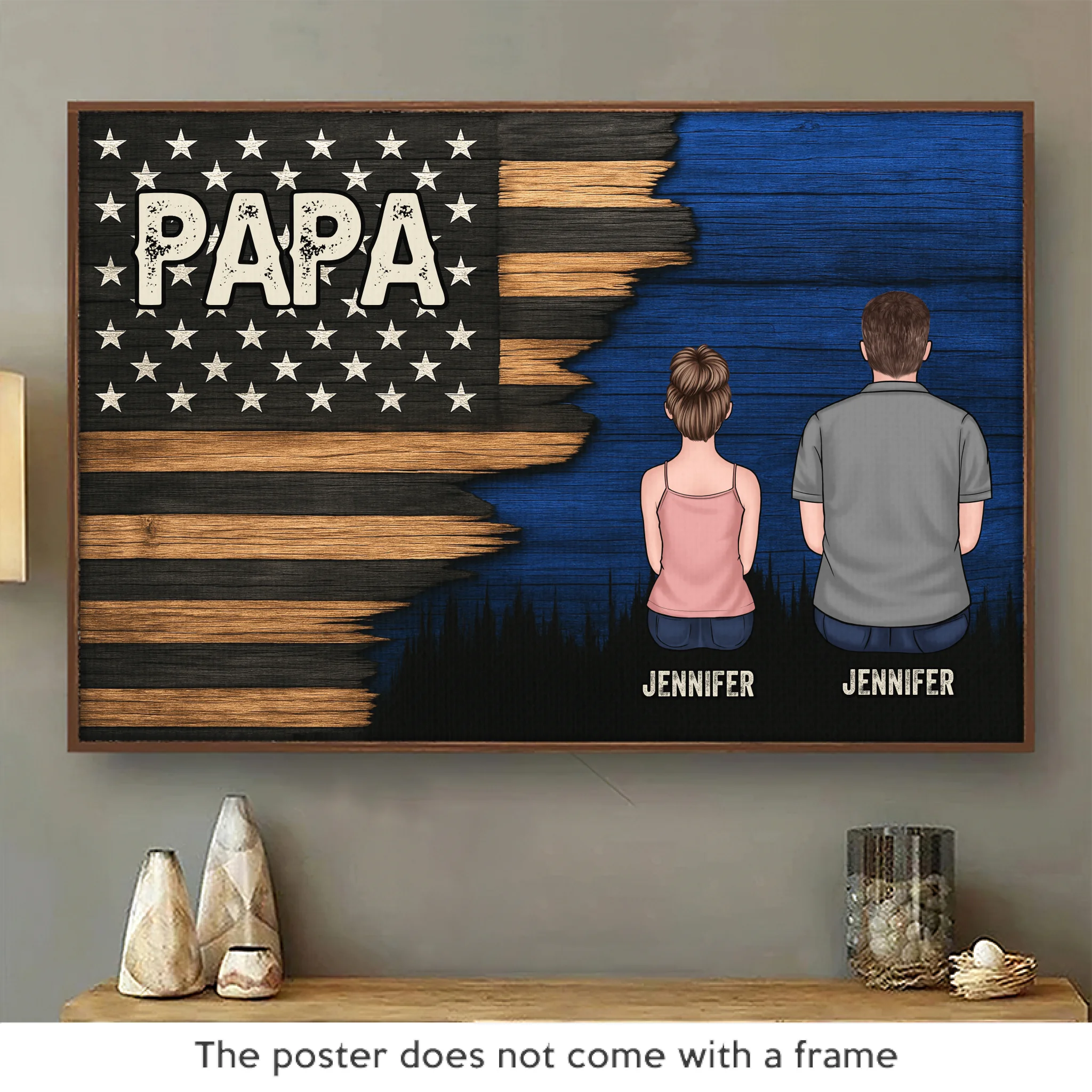Personalzed Fathers Day Fst Bump Set, Father's Day Png, Amercan Flag Png, Dad And Chlds