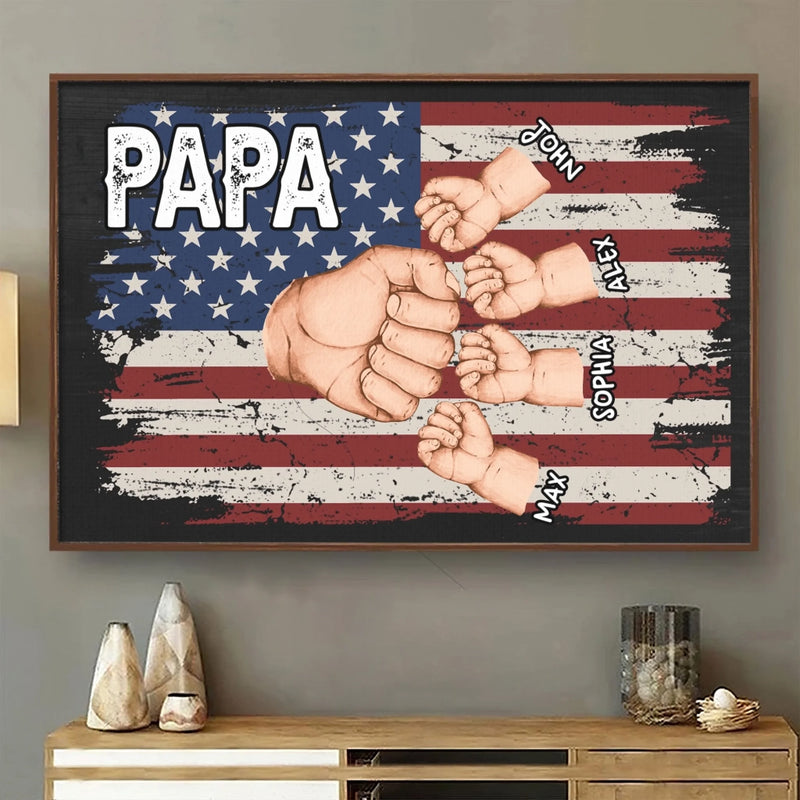 Papa & Crew, Always United - Family Personalized Custom Horizontal Poster - Father's Day, Gift For Dad, Grandpa