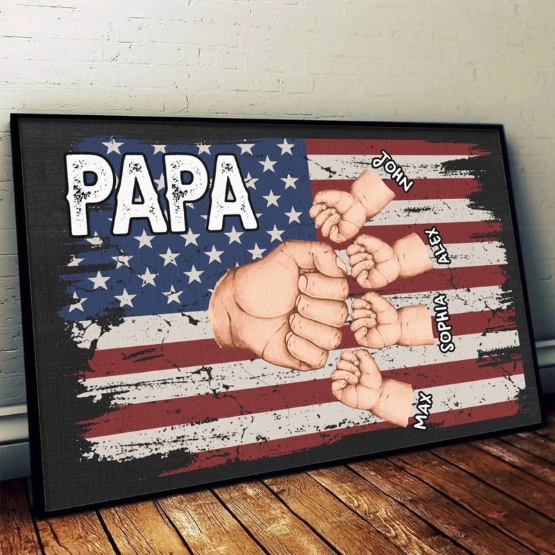 Papa & Crew, Always United - Family Personalized Custom Horizontal Poster - Father's Day, Gift For Dad, Grandpa